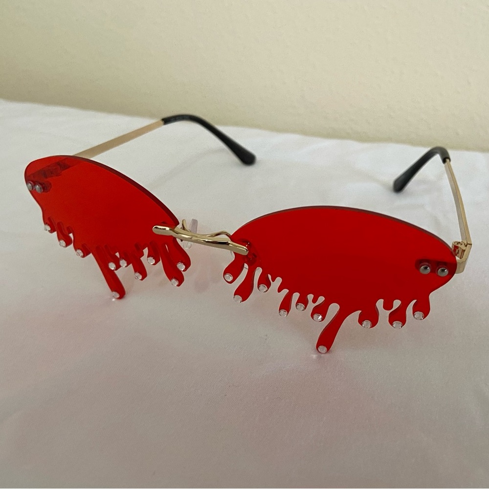 Spirit Halloween red studded sunglasses - OS